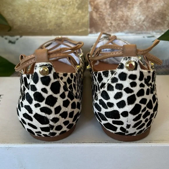 Halogen Women’s Leather Haowen Cheetah Print Fur Pointy Toe Strap Flats Size 7.5 - Picture 8 of 16